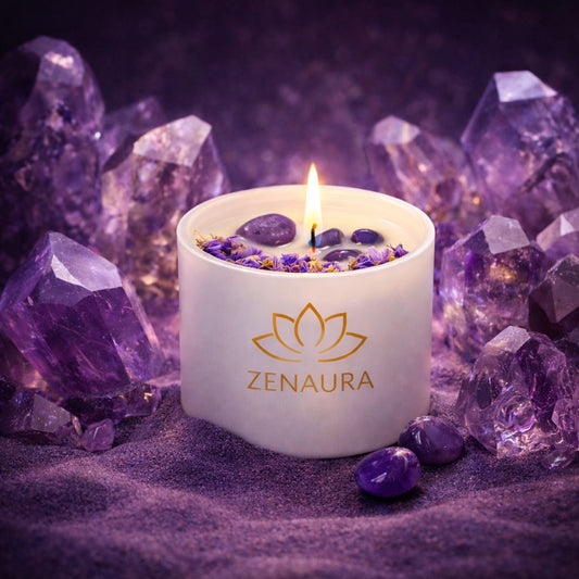 ZenCrystal – Świeca Ametystowa o zapachu lawendy