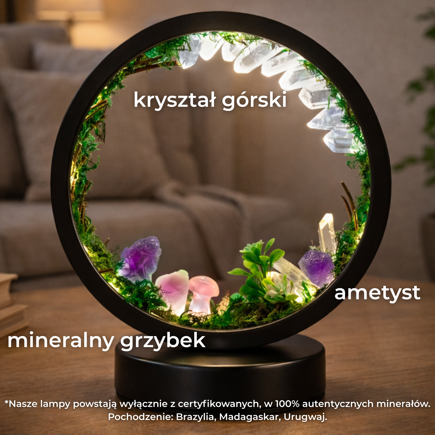 ZenCrystal – Magiczna lampa z mineralnym lasem
