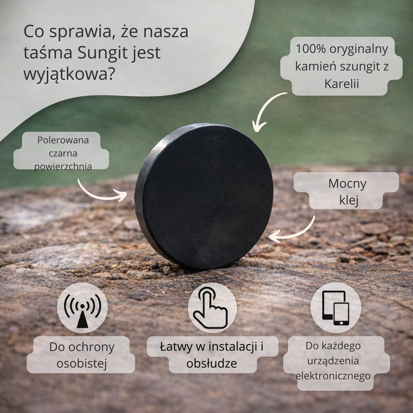 ZenCrystal – Energiatakarcz z Szungitu w formie naklejki