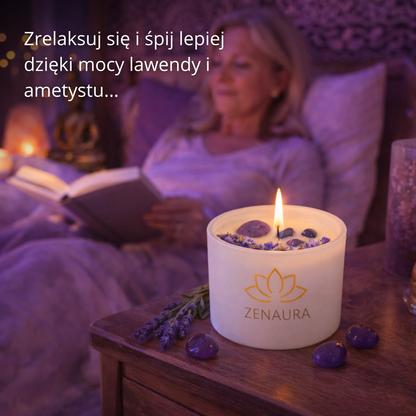 ZenCrystal – Świeca Ametystowa o zapachu lawendy